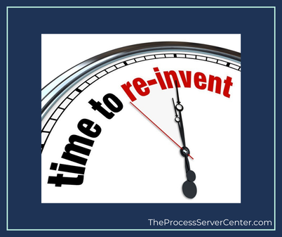 Clock displaying time to re-invent the process service industry